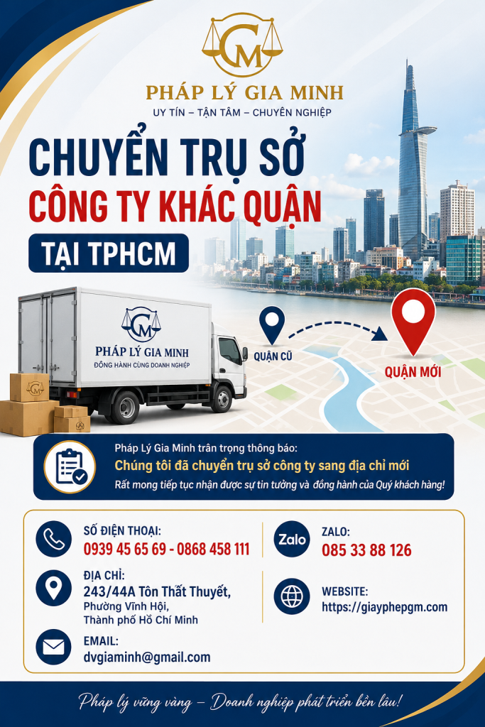 Chuyển Trụ Sở Công Ty Khác Quận Tại TPHCM