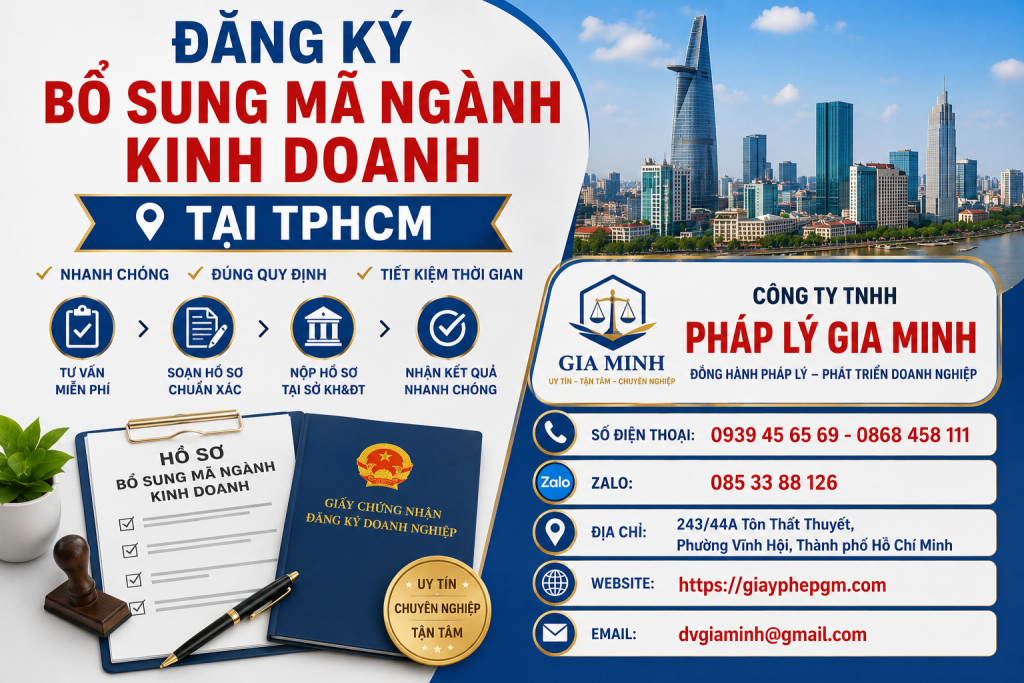 Đăng Ký Bổ Sung Mã Ngành Kinh Doanh Tại TPHCM