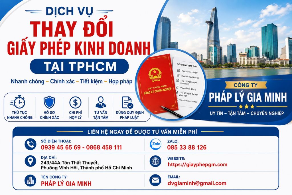 Dịch Vụ Thay Đổi Giấy Phép Kinh Doanh Tại TPHCM