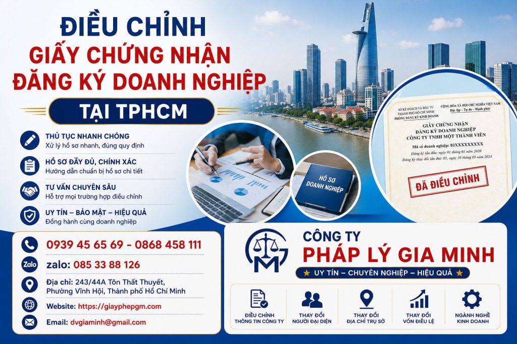 Điều Chỉnh Giấy Chứng Nhận Đăng Ký Doanh Nghiệp Tại TPHCM