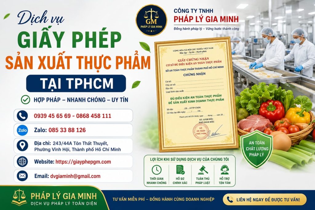 Giấy Phép Sản Xuất Thực Phẩm Tại TPHCM