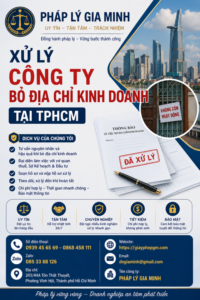 Xử Lý Công Ty Bỏ Địa Chỉ Kinh Doanh Tại TPHCM