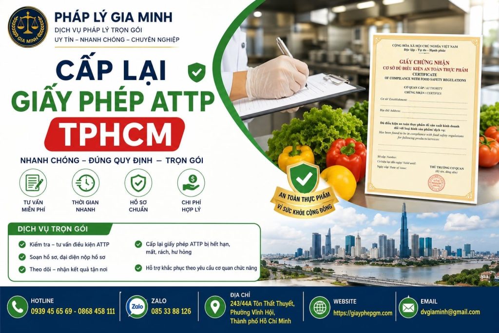 Cấp lại giấy phép ATTP TPHCM