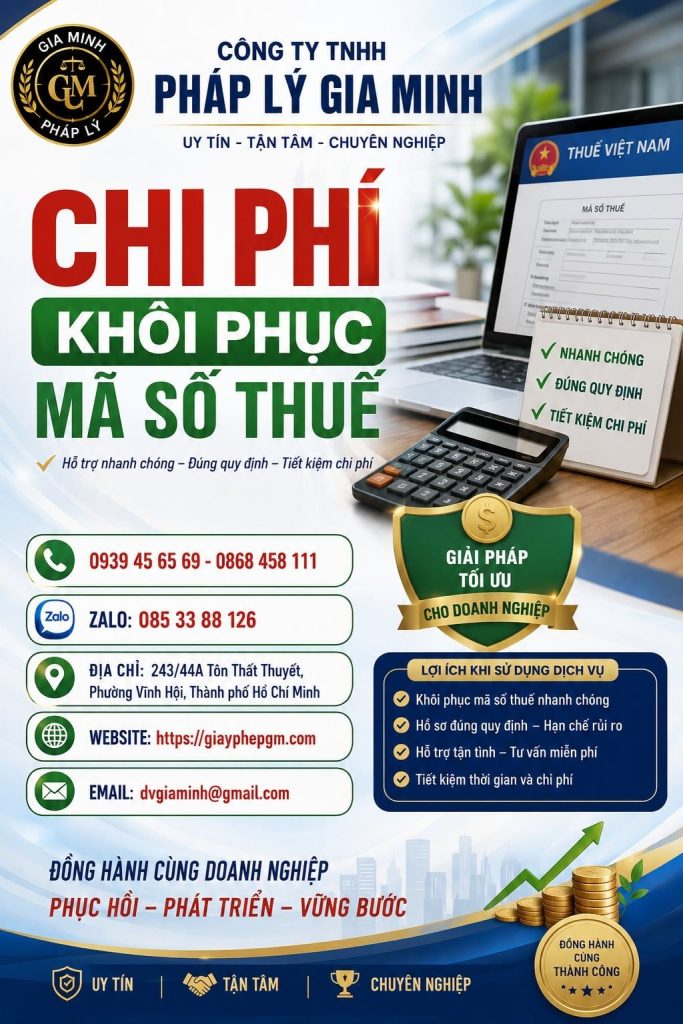 Chi phí khôi phục mã số thuế
