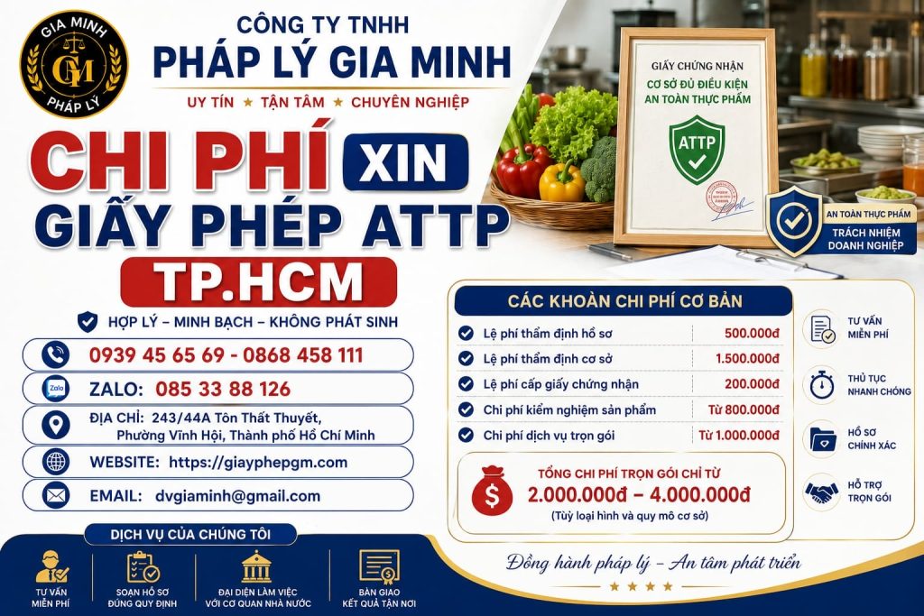Chi phí xin giấy phép ATTP TPHCM