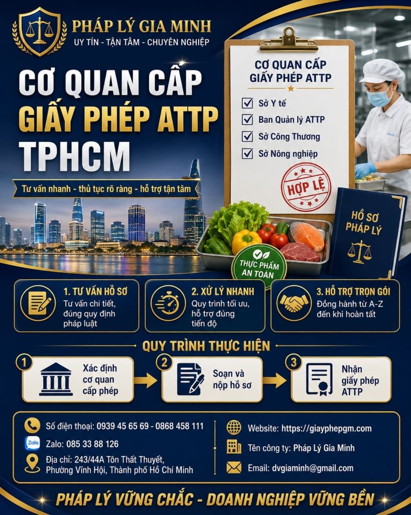 Cơ quan cấp giấy phép ATTP TPHCM