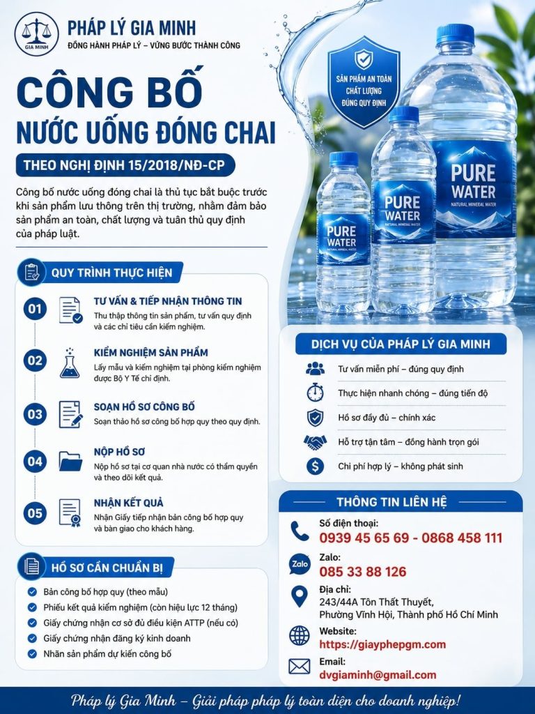 Công bố nước uống đóng chai