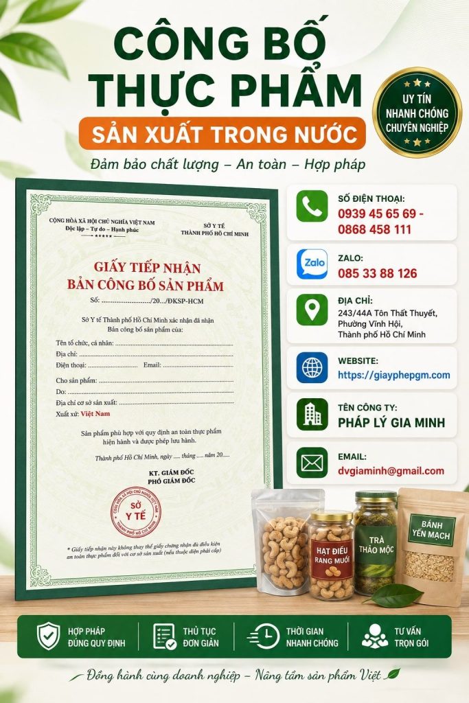 Công bố thực phẩm sản xuất trong nước