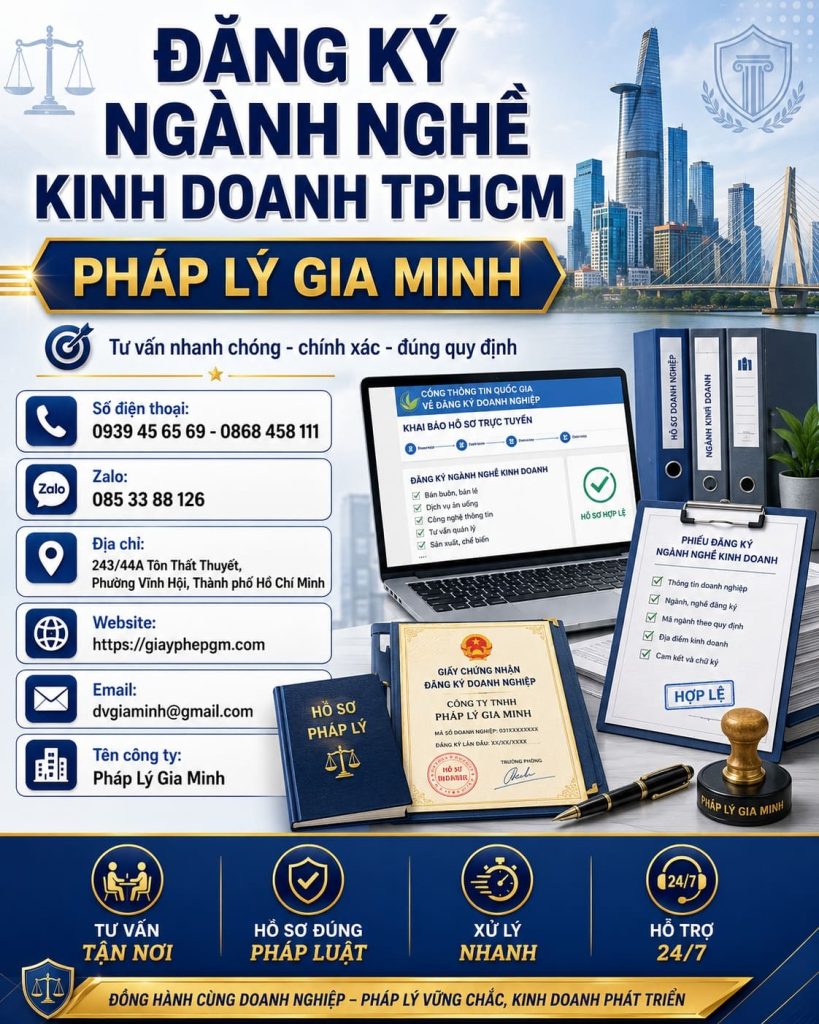 Đăng ký ngành nghề kinh doanh TPHCM – Hướng dẫn lựa chọn mã ngành đúng quy định 1 Đăng ký ngành nghề kinh doanh TPHCM