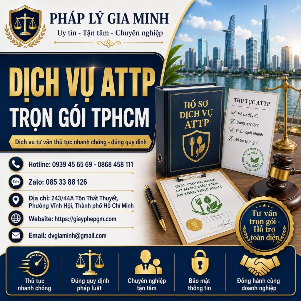 Dịch vụ ATTP trọn gói TPHCM: Hoàn thiện hồ sơ, cơ sở và thẩm định 1 Dịch vụ ATTP trọn gói TPHCM