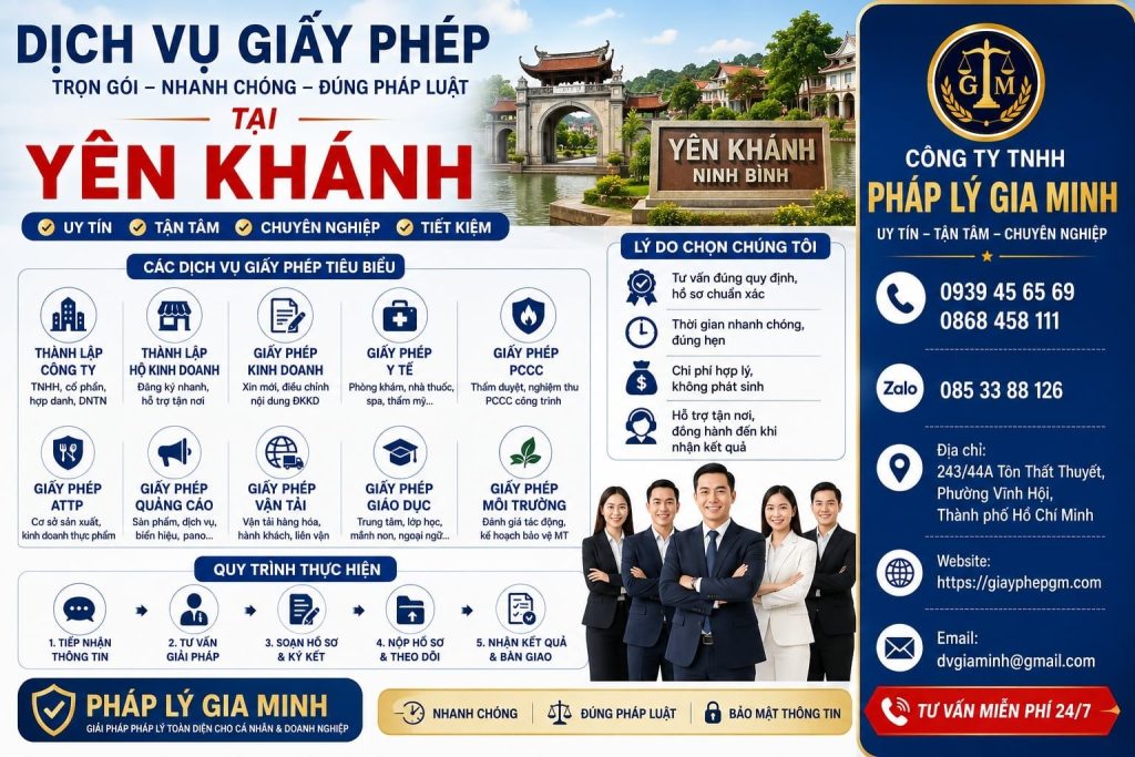 Dịch vụ giấy phép tại Yên Khánh trọn gói, uy tín và nhanh chóng 1 Dịch vụ giấy phép tại Yên Khánh