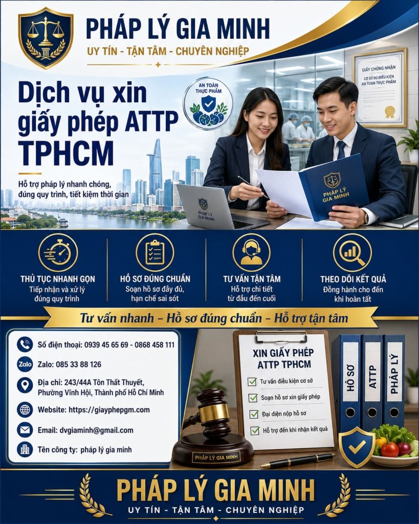 Dịch vụ xin giấy phép ATTP TPHCM