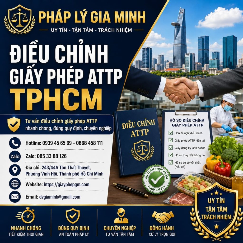 Điều chỉnh giấy phép ATTP TPHCM