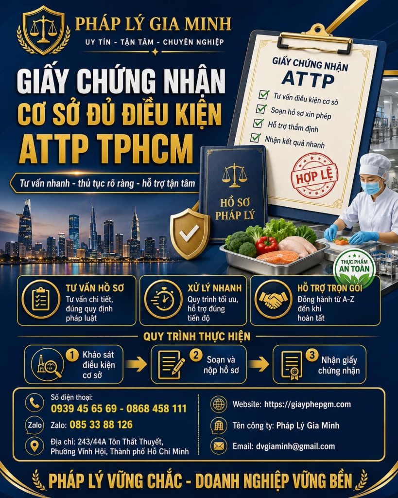 Giấy chứng nhận cơ sở đủ điều kiện ATTP TPHCM