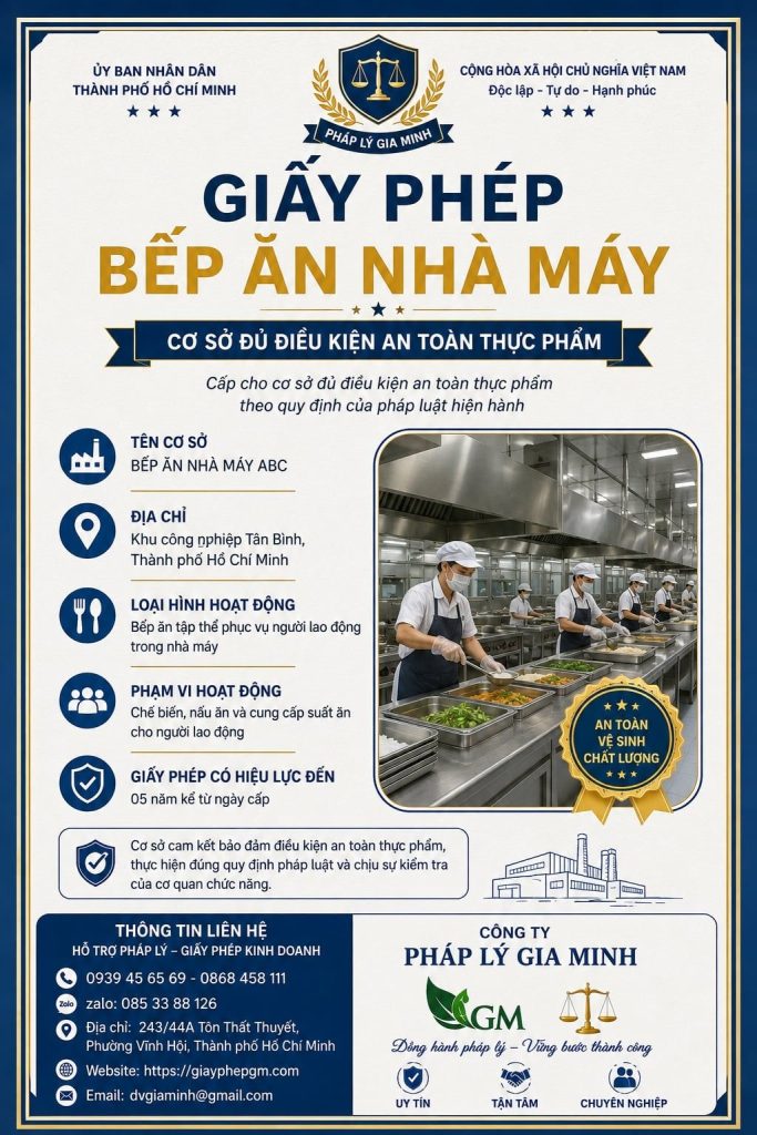 Giấy phép bếp ăn nhà máy TPHCM