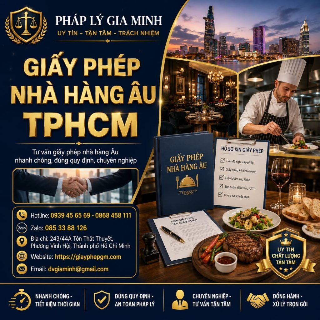 Giấy phép nhà hàng Âu TPHCM: Hồ sơ, điều kiện và thủ tục mở nhà hàng 1 Giấy phép nhà hàng Âu TPHCM