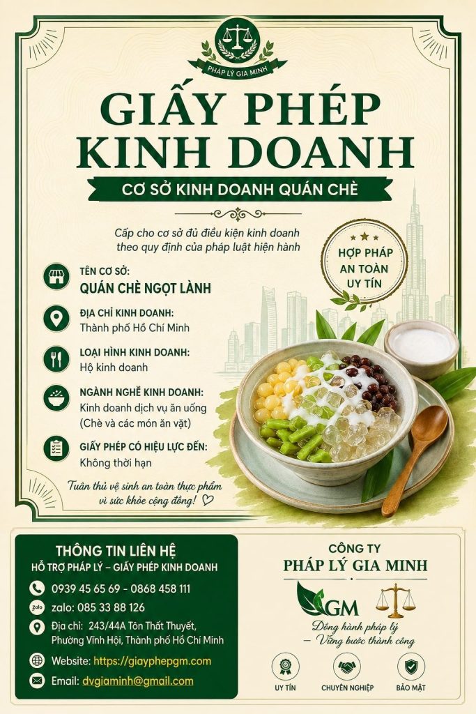 Giấy phép quán chè TPHCM