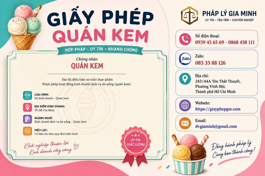 Giấy phép quán kem TPHCM