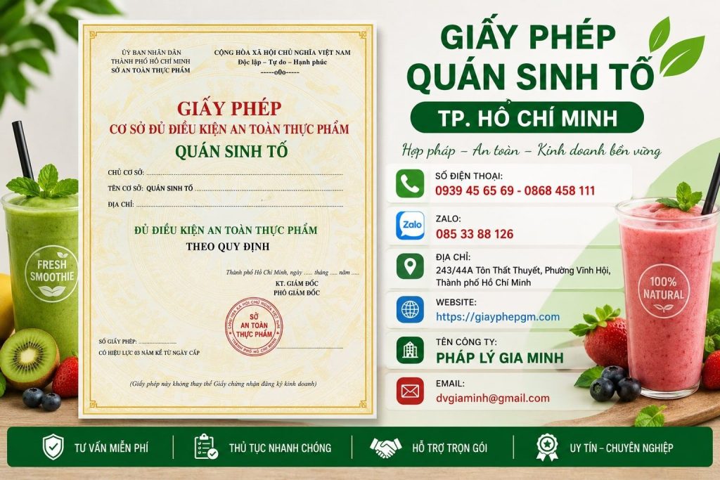 Giấy phép quán sinh tố TPHCM: Hồ sơ, điều kiện pha chế và thủ tục mở quán 1 Giấy phép quán sinh tố TPHCM