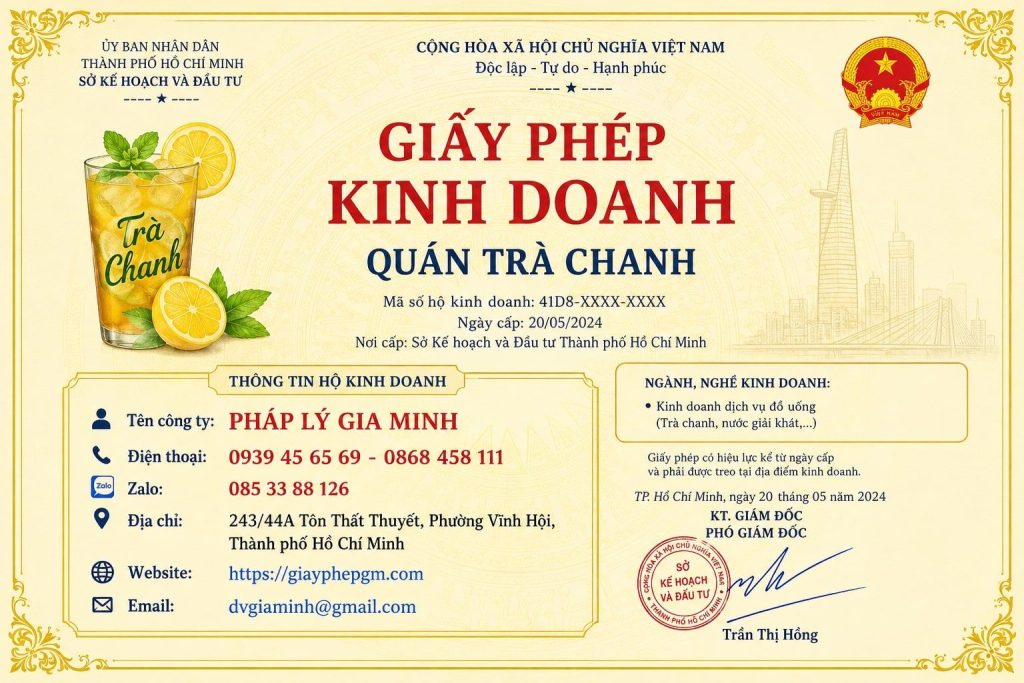 Giấy phép quán trà chanh TPHCM: Trọn bộ hồ sơ và điều kiện trước khai trương 1 Giấy phép quán trà chanh TPHCM
