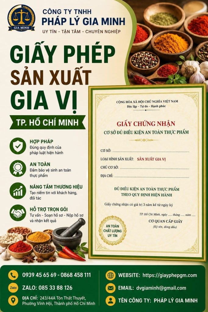 Giấy phép sản xuất gia vị TPHCM