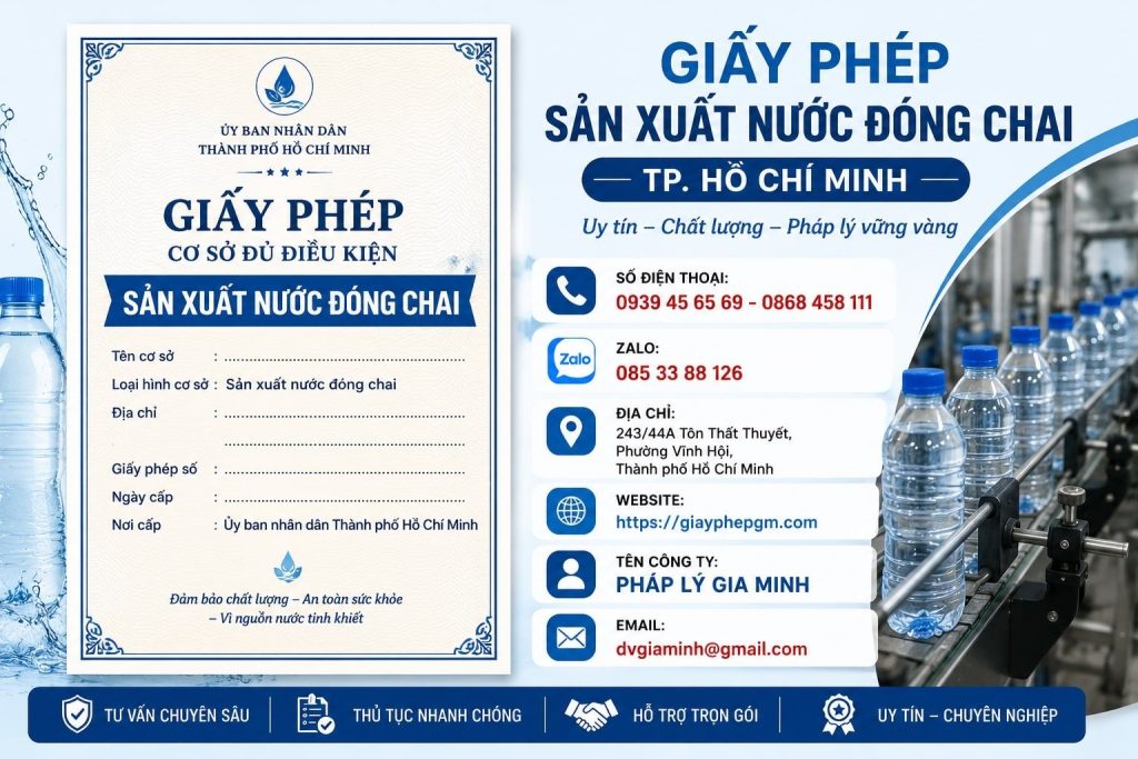 Giấy phép sản xuất nước đóng chai TPHCM: Hồ sơ, dây chuyền và thủ tục đầy đủ 1 Giấy phép sản xuất nước đóng chai TPHCM