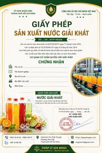 Giấy phép sản xuất nước giải khát TPHCM