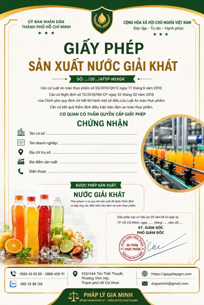 Giấy phép sản xuất nước giải khát TPHCM