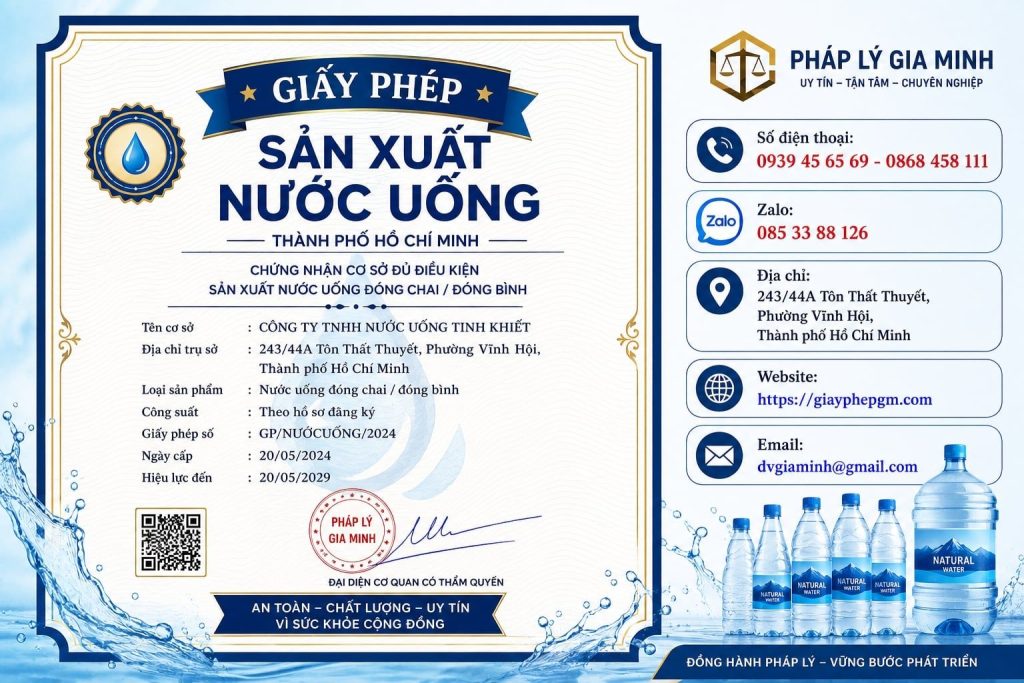Giấy phép sản xuất nước uống TPHCM