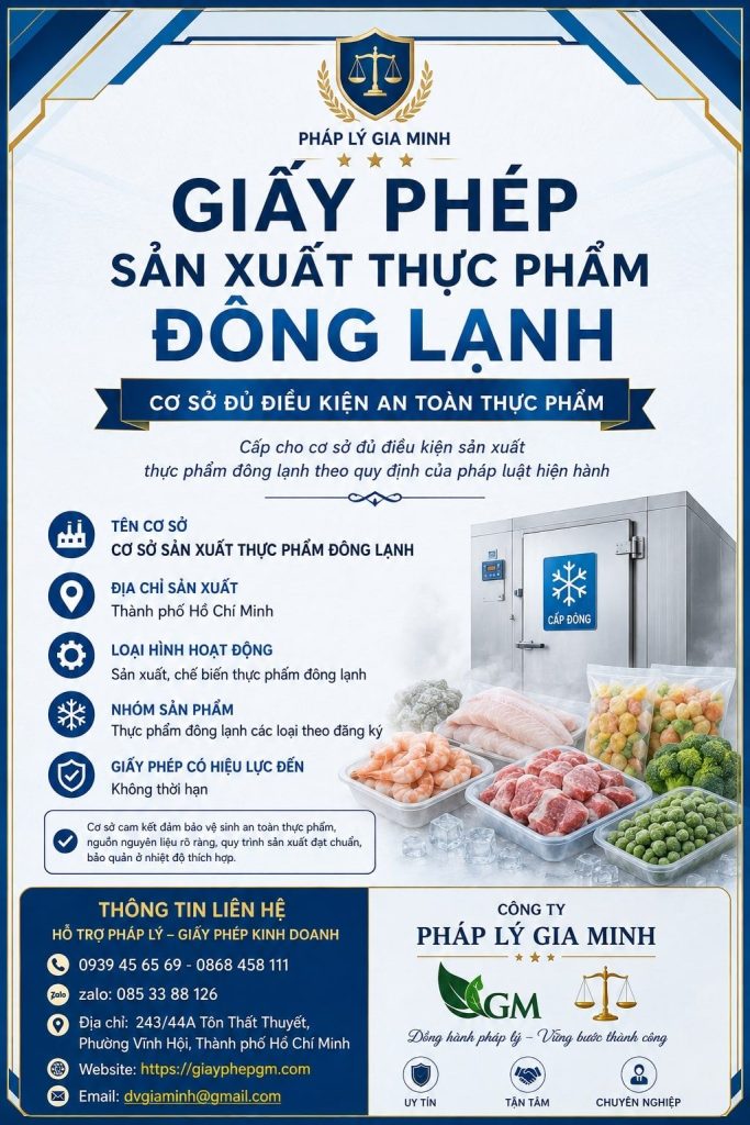 Giấy phép sản xuất thực phẩm đông lạnh TPHCM