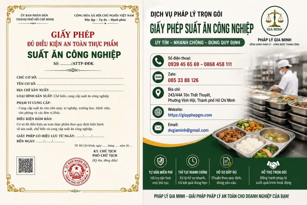 Giấy phép suất ăn công nghiệp TPHCM: Hồ sơ, bếp trung tâm và điều kiện vận chuyển 1 Giấy phép suất ăn công nghiệp TPHCM