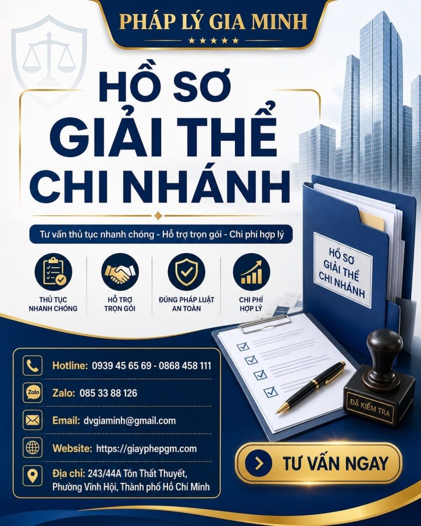 Hồ sơ giải thể chi nhánh