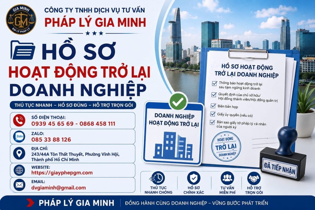 Hồ sơ hoạt động trở lại doanh nghiệp đầy đủ, đúng mẫu và dễ thực hiện 1 Hồ sơ hoạt động trở lại doanh nghiệp