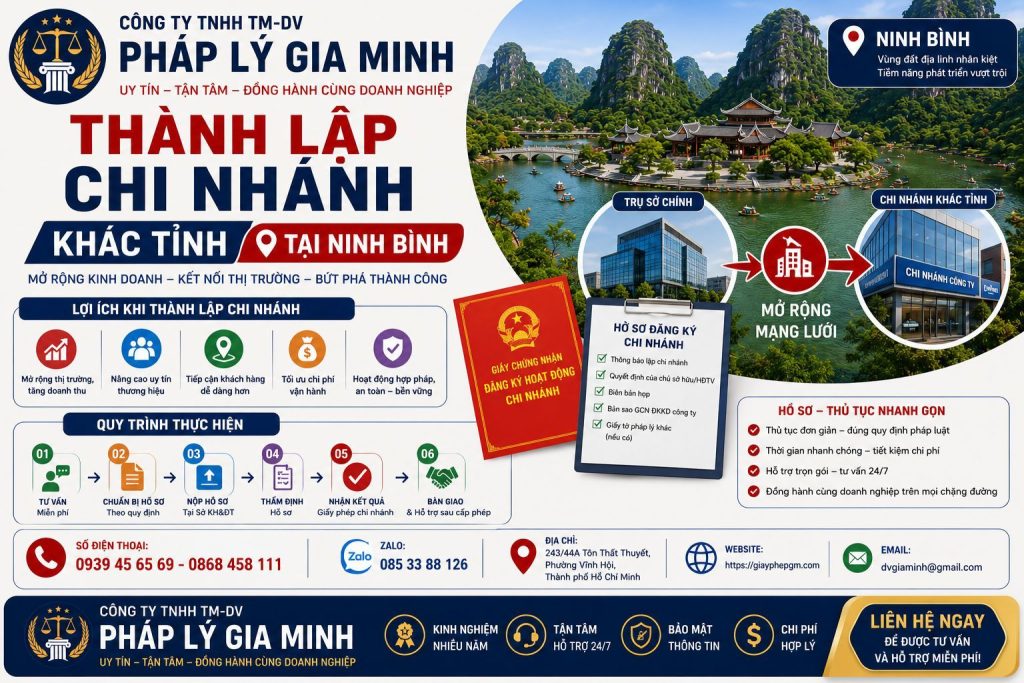 Thành lập chi nhánh khác tỉnh tại Ninh Bình 1 Thành lập chi nhánh khác tỉnh tại Ninh Bình