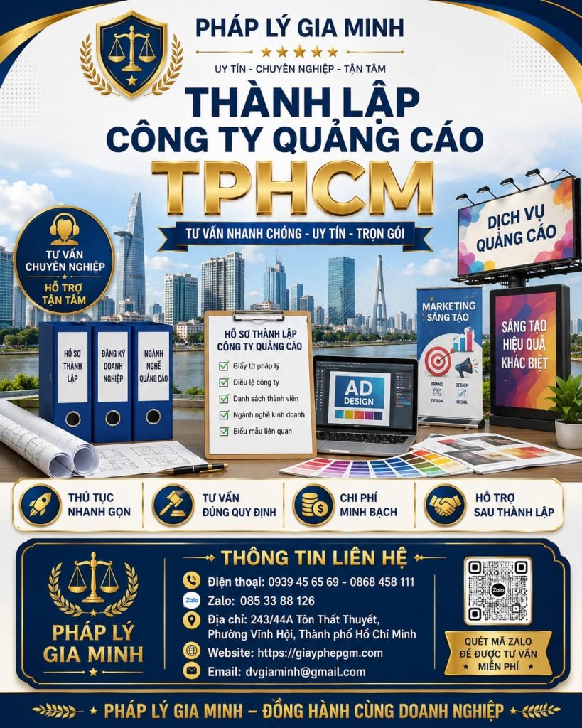 Thành lập công ty quảng cáo TPHCM – Thủ tục nhanh, đúng quy định, hỗ trợ trọn gói 1 Thành lập công ty quảng cáo TPHCM