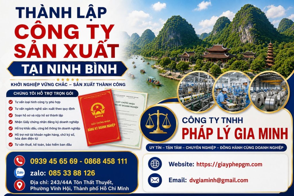 Thành lập công ty sản xuất tại Ninh Bình