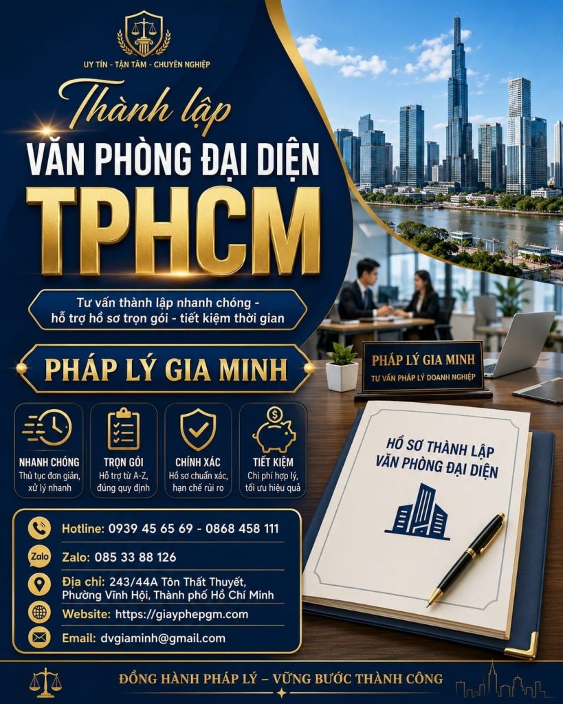 Thành lập văn phòng đại diện TPHCM – Thủ tục nhanh, đúng quy định pháp luật 1 Thành lập văn phòng đại diện TPHCM