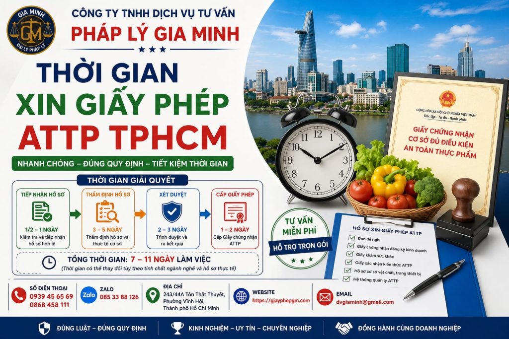Thời gian xin giấy phép ATTP TPHCM mất bao lâu? Cách rút ngắn tiến độ 1 Thời gian xin giấy phép ATTP TPHCM