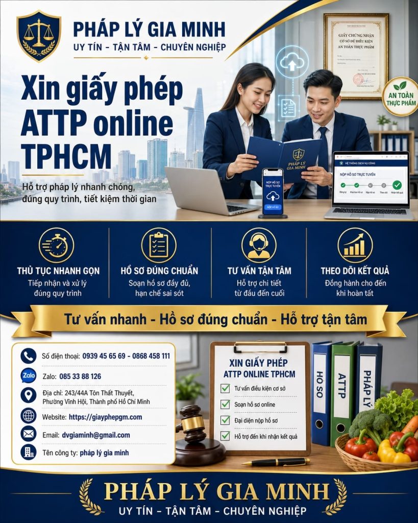 Xin giấy phép ATTP online TPHCM: Hướng dẫn nộp hồ sơ trực tuyến từng bước 1 Xin giấy phép ATTP online TPHCM