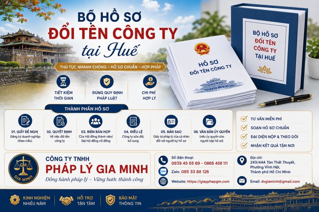 Bộ hồ sơ đổi tên công ty tại Huế
