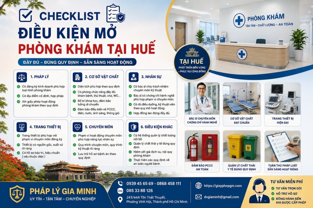 Checklist điều kiện mở phòng khám tại Huế giúp rà soát nhanh trước khi thực hiện 1 Checklist điều kiện mở phòng khám tại Huế