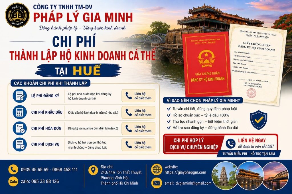 Chi phí thành lập hộ kinh doanh cá thể tại Huế: Dự trù đầy đủ, tránh phát sinh 1 Chi phí thành lập hộ kinh doanh cá thể tại Huế