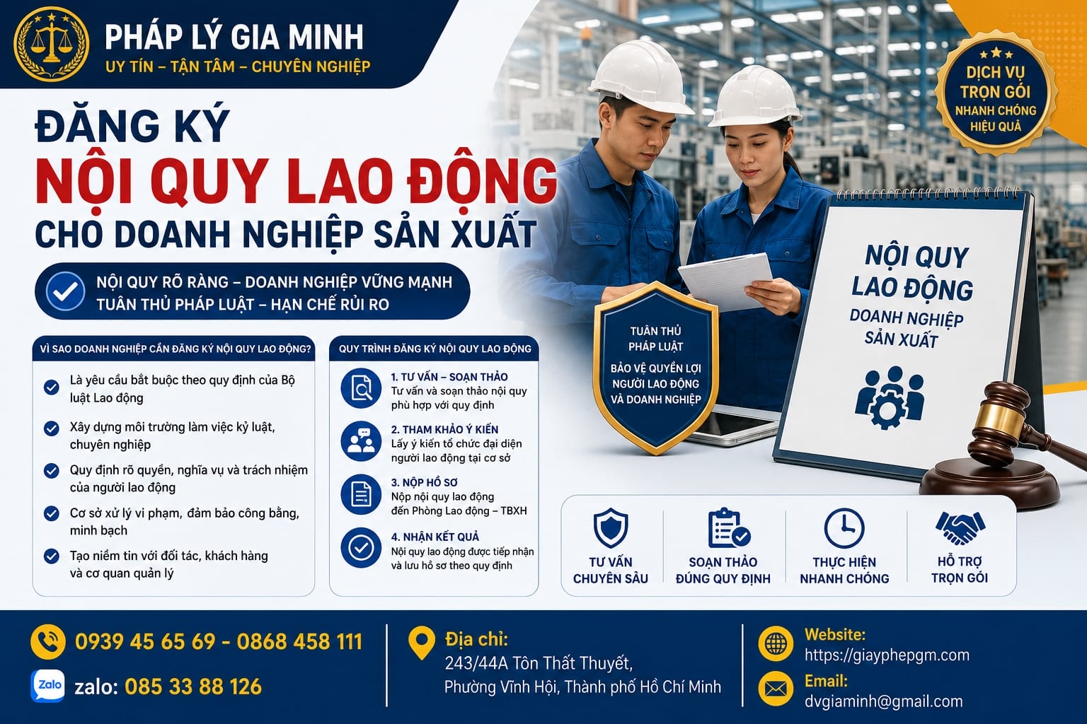 Đăng ký nội quy lao động cho doanh nghiệp sản xuất