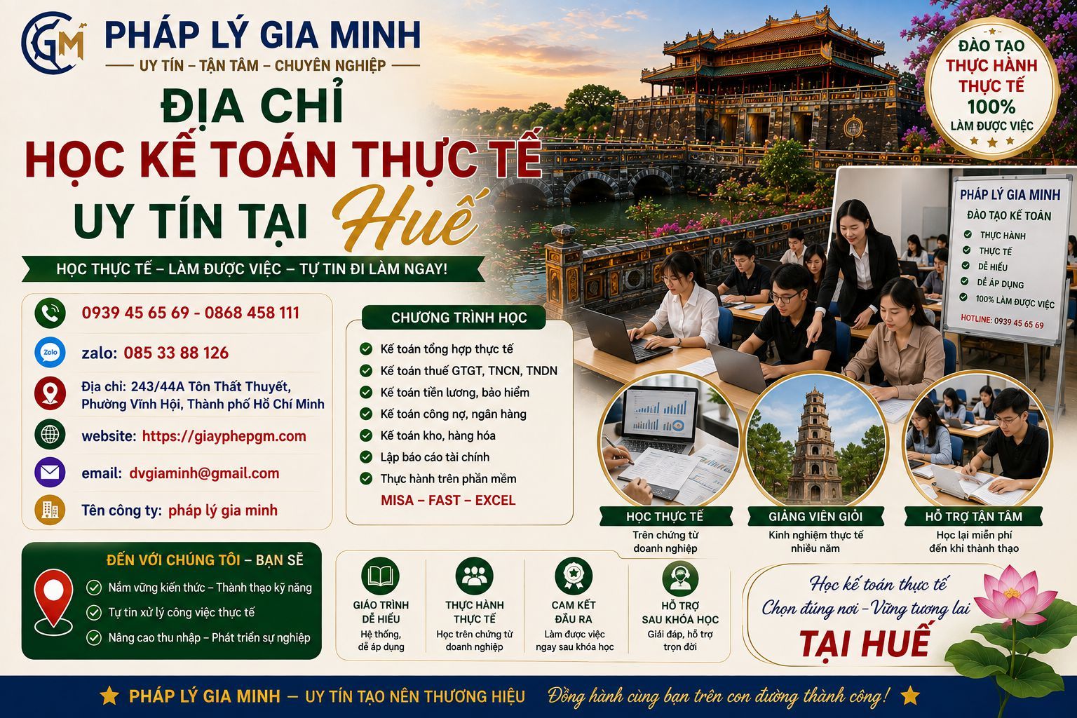 Địa chỉ học kế toán thực tế uy tín tại Huế
