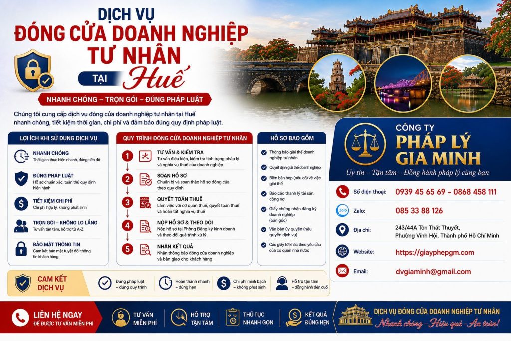 Dịch vụ đóng cửa doanh nghiệp tư nhân tại Huế nhanh chóng nhanh chóng, đúng quy trình 1 Dịch vụ đóng cửa doanh nghiệp tư nhân tại Huế nhanh chóng