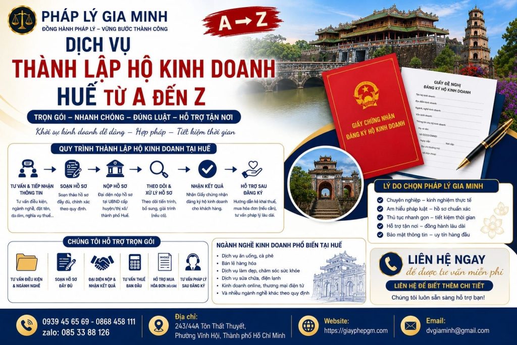 Dịch vụ thành lập hộ kinh doanh Huế từ A đến Z
