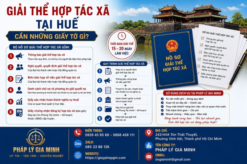 Giải thể hợp tác xã tại Huế cần những giấy tờ gì đầy đủ từ hồ sơ đến thủ tục 1 Giải thể hợp tác xã tại Huế cần những giấy tờ gì