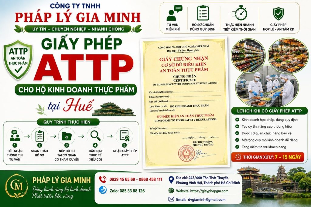 Giấy phép ATTP cho hộ kinh doanh thực phẩm tại Huế