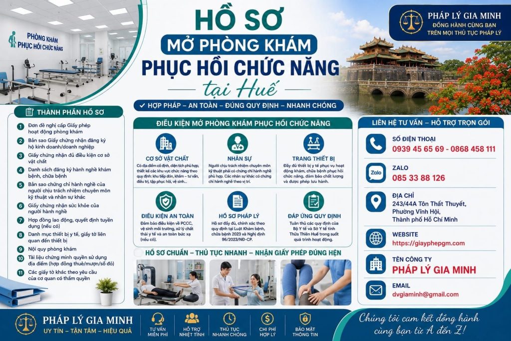Hồ sơ mở phòng khám phục hồi chức năng tại Huế đầy đủ, dễ rà soát 1 Hồ sơ mở phòng khám phục hồi chức năng tại Huế
