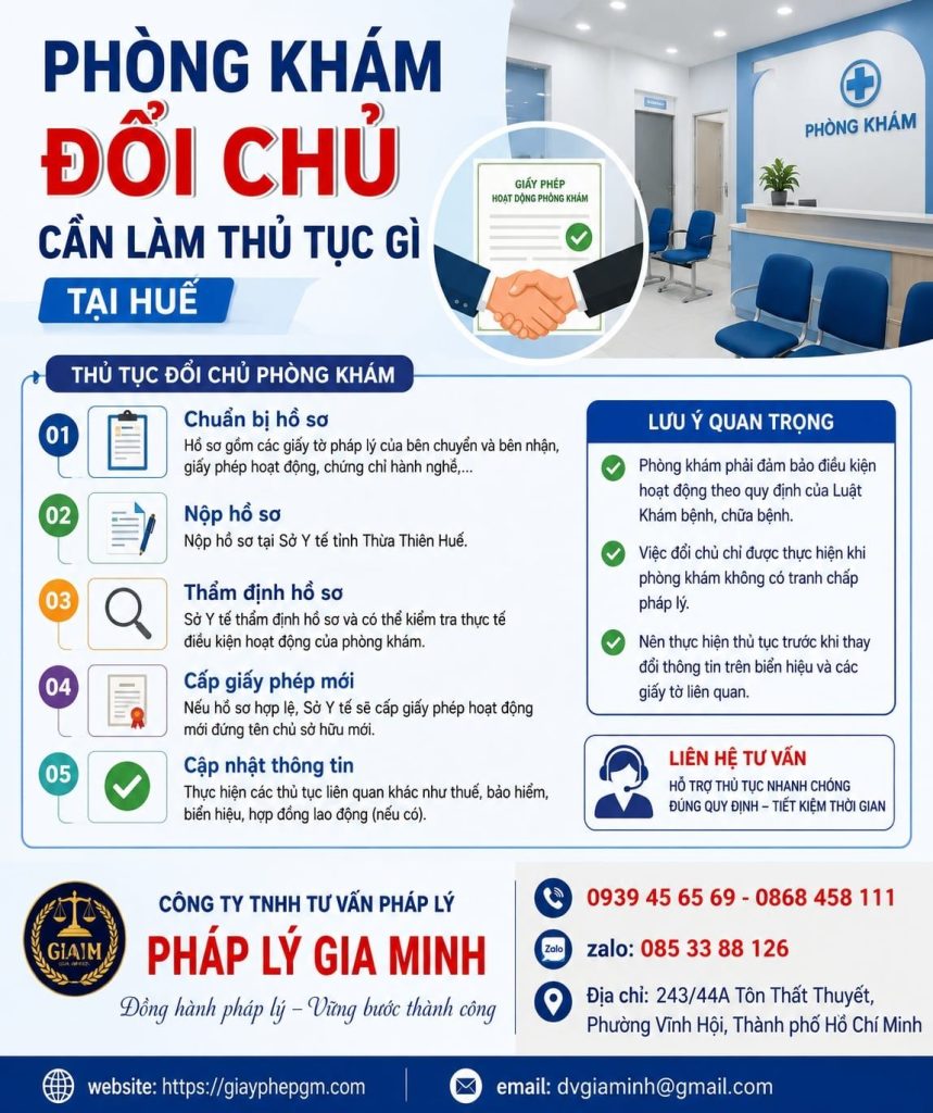 Phòng khám đổi chủ cần làm thủ tục gì tại Huế